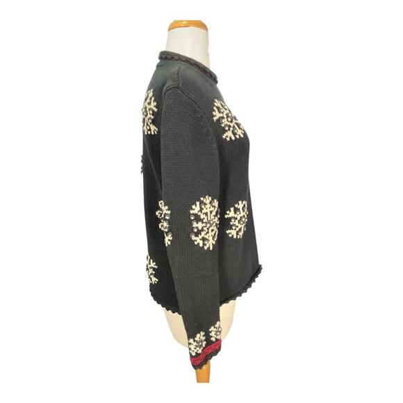 Vintage Charter Club Size Petite/Medium Snowflakes Winter Sweater Tight Knit - Picture 4 of 9